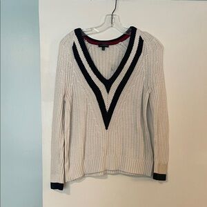 V-Neck Cream and Black Sweater